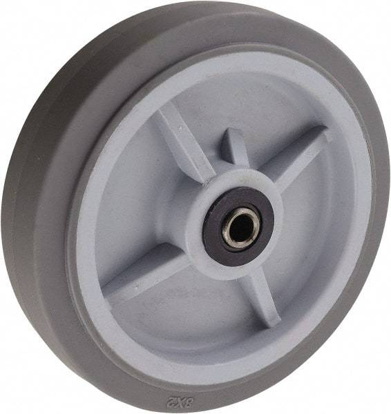 Value Collection - 8 Inch Diameter x 2 Inch Wide, Solid Rubber Caster Wheel - 500 Lb. Capacity, 2-3/16 Inch Hub Length, 1/2 Inch Axle Diameter, Roller Bearing - Exact Industrial Supply