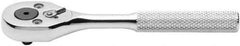 Proto - 1/4" Drive Pear Head Aerospace Ratchet - Chrome Finish, 5" OAL, 24 Gear Teeth, Standard Knurled Handle, Sealed Head - Exact Industrial Supply