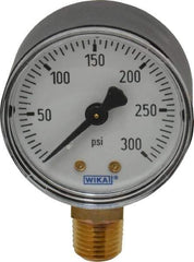 Wika - 2" Dial, 1/4 Thread, 0-300 Scale Range, Pressure Gauge - Lower Connection Mount, Accurate to 3-2-3% of Scale - Exact Industrial Supply
