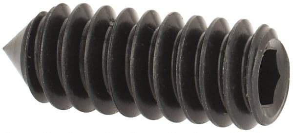 Value Collection - #10-24 UNC, 1/2" OAL, Cone Point Set Screw - Grade 8 Alloy Steel, 3/32" Key - Exact Industrial Supply