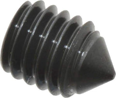 Value Collection - #10-32 UNF, 1/4" OAL, Cone Point Set Screw - Grade 8 Alloy Steel, 3/32" Key - Exact Industrial Supply