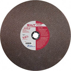 Sait - 12" 24 Grit Aluminum Oxide Cutoff Wheel - 1/8" Thick, 20mm Arbor, 6,300 Max RPM, Use with Portable Tools - Exact Industrial Supply