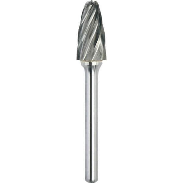 Made in USA - 19mm Cut Diam, 0.2362" Shank Diam, Tree with Radius Head Aluma Cut Burr - Carbide, 38mm LOC, 83mm OAL - Exact Industrial Supply