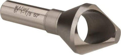 M.A. Ford - 1-1/8" Head Diam, 1/2" Shank Diam, 0 Flute 60° High Speed Steel Countersink - Bright Finish, 2-7/8" OAL, Single End, Straight Shank, Right Hand Cut - Exact Industrial Supply