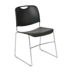 NPS - Polypropylene Black Chrome Stacking Chair - Silver Frame, 19-1/4 Inch Wide x 21-1/4 Inch Deep x 17-1/2 Inch High - Exact Industrial Supply