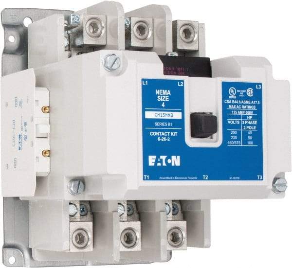 Eaton Cutler-Hammer - 3 Pole, 110 VAC at 50 Hz, 120 VAC at 60 Hz and 600 Volt, 135 Continuous Amp, 1 hp, Open NEMA Combination Starter - ABS Type Approved, cUL Listed, NEMA ICS 2-1993, UL Listed - Exact Industrial Supply