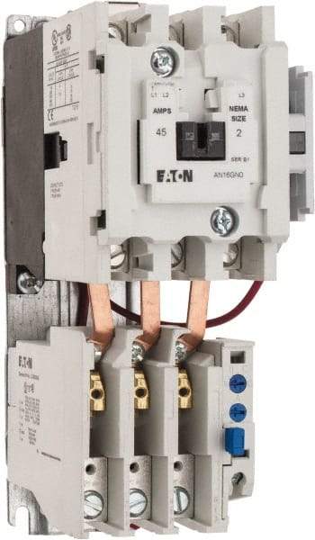 Eaton Cutler-Hammer - 110 Coil VAC at 50 Hz, 120 Coil VAC at 60 Hz, 45 Amp, NEMA Size 2, Nonreversible Open Enclosure NEMA Motor Starter - 3 hp at 1 Phase - Exact Industrial Supply