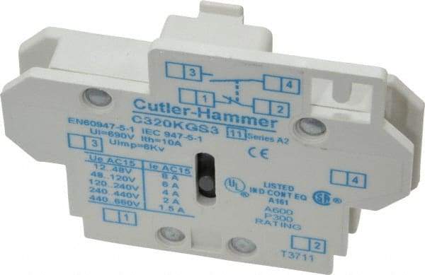 Eaton Cutler-Hammer - Starter Auxiliary Contact - For Use with 10-60A Contactors - Exact Industrial Supply