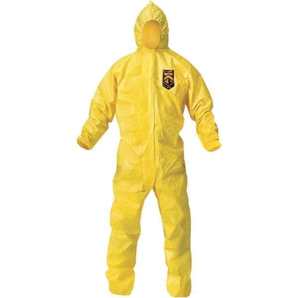 KleenGuard - Size 3XL PE Film Chemical Resistant Coveralls - Yellow, Zipper Closure, Elastic Cuffs, Elastic Ankles, Bound Seams - Exact Industrial Supply