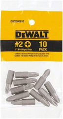 DeWALT - #2, Tip Phillips Screwdriver Bit - 1/4" Drive, 1" OAL - Exact Industrial Supply