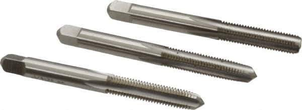 Hertel - 1/4-28 UNF, 4 Flute, Bottoming, Plug & Taper, Bright Finish, High Speed Steel Tap Set - 2-1/2" OAL, 2B/3B Class of Fit - Exact Industrial Supply