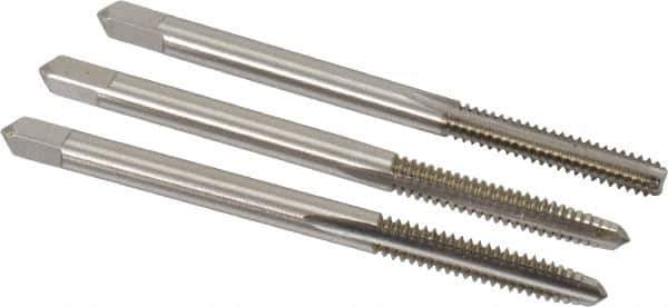 Hertel - #6-32 UNC, 3 Flute, Bottoming, Plug & Taper, Bright Finish, High Speed Steel Tap Set - 2" OAL, 2B/3B Class of Fit - Exact Industrial Supply