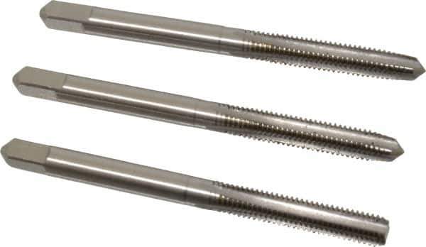 Hertel - M5x0.80 Metric Coarse, 4 Flute, Bottoming, Plug & Taper, Bright Finish, High Speed Steel Tap Set - 2-3/8" OAL, 6H Class of Fit - Exact Industrial Supply