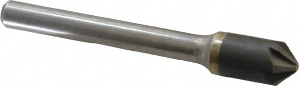 Hertel - 3/8" Head Diam, 1/4" Shank Diam, 6 Flute 90° Solid Carbide Countersink - Exact Industrial Supply