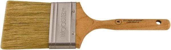 Wooster Brush - 3" Flat Hog Varnish Brush - 2-15/16" Bristle Length, 5-1/8" Maple Dowel Handle - Exact Industrial Supply