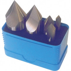 Interstate - 9 Piece, 3/16 to 1" Head Diam, 90° Included Angle, Single End Countersink Set - Exact Industrial Supply
