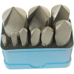 Interstate - 9 Piece, 3/16 to 1" Head Diam, 100° Included Angle, Single End Countersink Set - Exact Industrial Supply