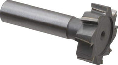 Made in USA - 1-1/4" Diam x 3/8" Face Width, Carbide-Tipped, 8 Teeth, Shank Connection Woodruff Keyseat Cutter - Uncoated, 2-3/8" OAL x 1/2" Shank, Staggered Teeth, ANSI 1210, Old Standard E - Exact Industrial Supply