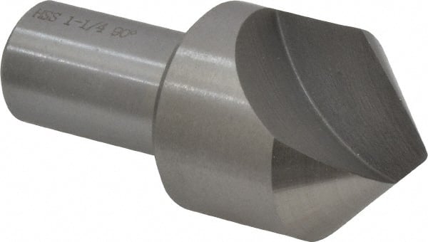 Interstate - 1-1/4" Head Diam, 3/4" Shank Diam, 1 Flute 90° High Speed Steel Countersink - Exact Industrial Supply