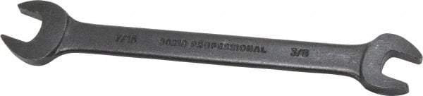 Proto - 3/8" x 7/16" Standard Open End Wrench - 5-7/8" OAL, Double End, Black Finish, 15° Head Angle - Exact Industrial Supply