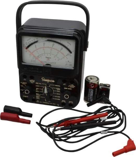 Simpson Electric - 12388, 1,000 VAC/VDC, Analog Milliammeter Multimeter - 20 mOhm, Measures Voltage, Current, Resistance - Exact Industrial Supply