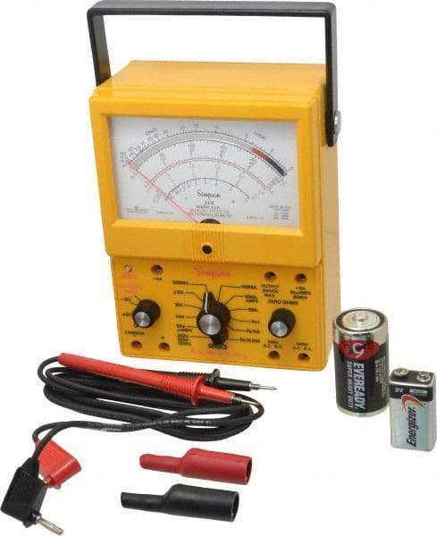 Simpson Electric - 12396, 1,000 VAC/VDC, Analog Manual Ranging Multimeter - 20 mOhm, Measures Voltage, Current, Resistance - Exact Industrial Supply