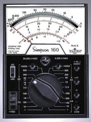 Simpson Electric - 12271, 1,000 VAC/VDC, Analog Manual Ranging Multimeter - 30 mOhm, Measures Voltage, Current, Resistance - Exact Industrial Supply