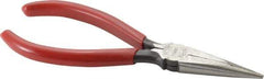 Urrea - 6-5/8" OAL, 1-55/64" Jaw Length x 23/32" Jaw Width, Long Nose Needle Nose Pliers - Serrated Jaw, Chain Nose Head, Rubber Grip Handles - Exact Industrial Supply