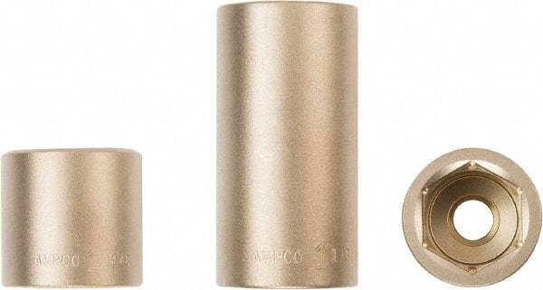 Ampco - 1-1/8", 3/4" Drive, Deep Hand Socket - 6 Points, Aluminum Bronze - Exact Industrial Supply