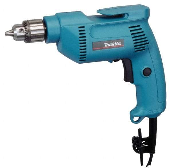 Makita - 3/8" Keyed Chuck, 2,500 RPM, Pistol Grip Handle Electric Drill - 4.9 Amps, 115 Volts, Reversible, Includes Chuck Key & Drill Chuck - Exact Industrial Supply