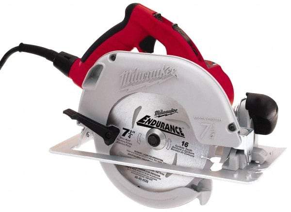 Milwaukee Tool - 15 Amps, 7-1/4" Blade Diam, 5,800 RPM, Electric Circular Saw - 120 Volts, 3 hp, 10' Cord Length, 5/8" Arbor Hole, Right Blade - Exact Industrial Supply