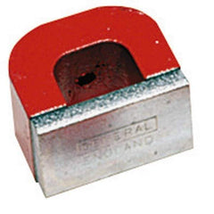 General - 1 Hole, 3/16" Hole Diam, 3" Overall Width, 15/16" Deep, 2-1/2" High, 50 Lb Average Pull Force, Alnico Power Magnets - 3/4" Pole Width - Exact Industrial Supply