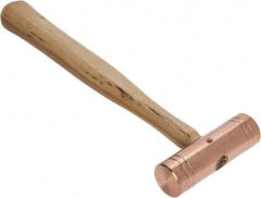 Made in USA - 1-1/2 Lb Head 1-1/4" Face Copper Nonmarring Hammer - 12" OAL, Wood Handle - Exact Industrial Supply