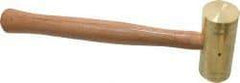 Made in USA - 3 Lb Head 1-3/4" Face Brass Nonmarring Hammer - 14" OAL, Wood Handle - Exact Industrial Supply