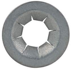 Made in USA - 17/32" OD, Spring Steel Push Nut - Zinc-Plated, 7/32" Shaft Diam - Exact Industrial Supply