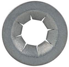 Made in USA - 17/32" OD, Spring Steel Push Nut - Zinc-Plated, 7/32" Shaft Diam - Exact Industrial Supply