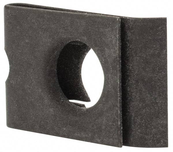 Made in USA - #10-32 Screw, 0.025 to 1/16" Thick, Spring Steel Standard U Nut - 5/16" Center Edge, Black Phosphate Finish - Exact Industrial Supply