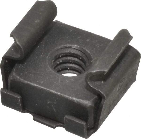 Made in USA - #10-24 Screw, 0.025 to 1/16" Thick, Spring Steel Cage Nut - Black Phosphate Finish - Exact Industrial Supply