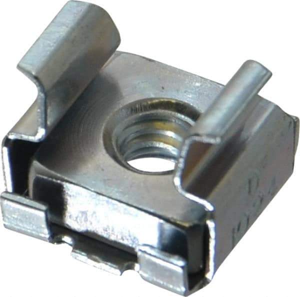Made in USA - #10-24 Screw, 0.064 to 0.105" Thick, Spring Steel Cage Nut - Zinc-Plated Finish - Exact Industrial Supply