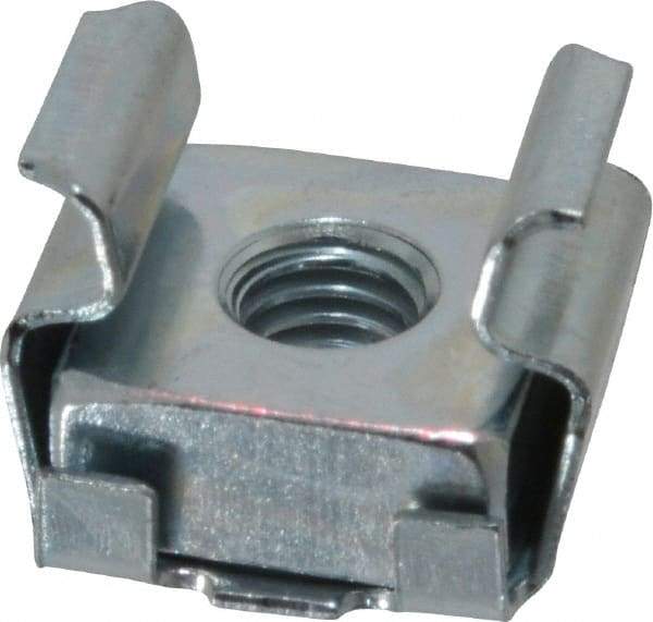 Made in USA - #10-32 Screw, 0.064 to 0.105" Thick, Spring Steel Cage Nut - Zinc-Plated Finish - Exact Industrial Supply