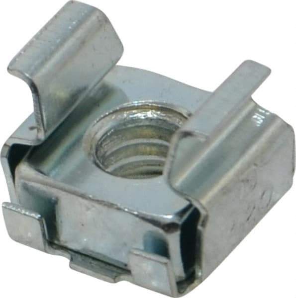 Made in USA - 1/4-20 Screw, 0.093 to 1/8" Thick, Spring Steel Cage Nut - Zinc-Plated Finish - Exact Industrial Supply