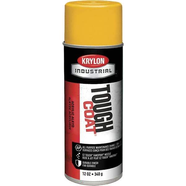 Krylon - OSHA Yellow, 12 oz Net Fill, High Gloss, Enamel Spray Paint - 20 to 25 Sq Ft per Can, 16 oz Container, Use on Conduits, Ducts, Electrical Equipment, Machinery, Metal, Motors, Pipelines & Marking Areas, Railings, Steel Bars, Tool Boxes, Tools - Exact Industrial Supply