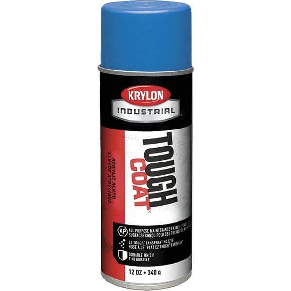 Krylon - OSHA Blue, 12 oz Net Fill, High Gloss, Enamel Spray Paint - 20 to 25 Sq Ft per Can, 16 oz Container, Use on Conduits, Ducts, Electrical Equipment, Machinery, Metal, Motors, Pipelines & Marking Areas, Railings, Steel Bars, Tool Boxes, Tools - Exact Industrial Supply