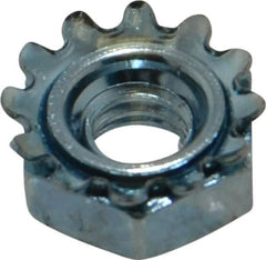 Value Collection - #12-24, Zinc Plated, Steel Hex Nut with External Tooth Washer - 1/2" Washer Diam, 7/16" Width Across Flats - Exact Industrial Supply