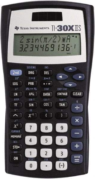 Texas Instruments - LCD Scientific Calculator - 3-3/8 x 6-3/8 Display Size, Black, Battery & Solar Powered, 1.1" Long x 6-1/2" Wide - Exact Industrial Supply