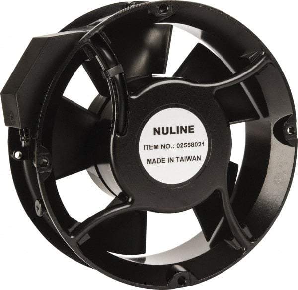 Value Collection - 230 Volts, AC, 235 CFM, Round Tube Axial Fan - 0.15 Amp Rating, 2,850 to 3,350 RPM, 6.7" High x 6.7" Wide x 2" Deep - Exact Industrial Supply