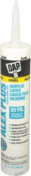 DAP - 10.1 oz Tube Clear Acrylic & Latex Caulk - -30 to 180°F Operating Temp, 30 min Tack Free Dry Time, 24 hr Full Cure Time - Exact Industrial Supply