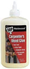 DAP - 16 oz Bottle Yellow Wood Glue - 5 to 7 min Working Time, 72 hr Full Cure Time, Bonds to Cardboard, Fabric, Leather, Particle Board & Wood - Exact Industrial Supply