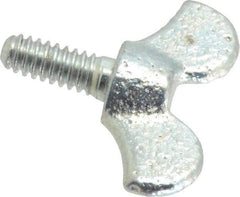Value Collection - #10-24 Winged Shoulder Grade 32510 Iron Thumb Screw - 1" OAL, 1-1/16" Head Diam x 1/2" Head Height, Zinc-Plated Finish - Exact Industrial Supply