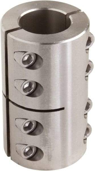 Climax Metal Products - 14mm Inside x 34mm Outside Diam, Two Piece Rigid Coupling without Keyway - 50mm Long - Exact Industrial Supply
